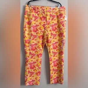 Old navy Yellow and Pink Floral Skinny Pants
